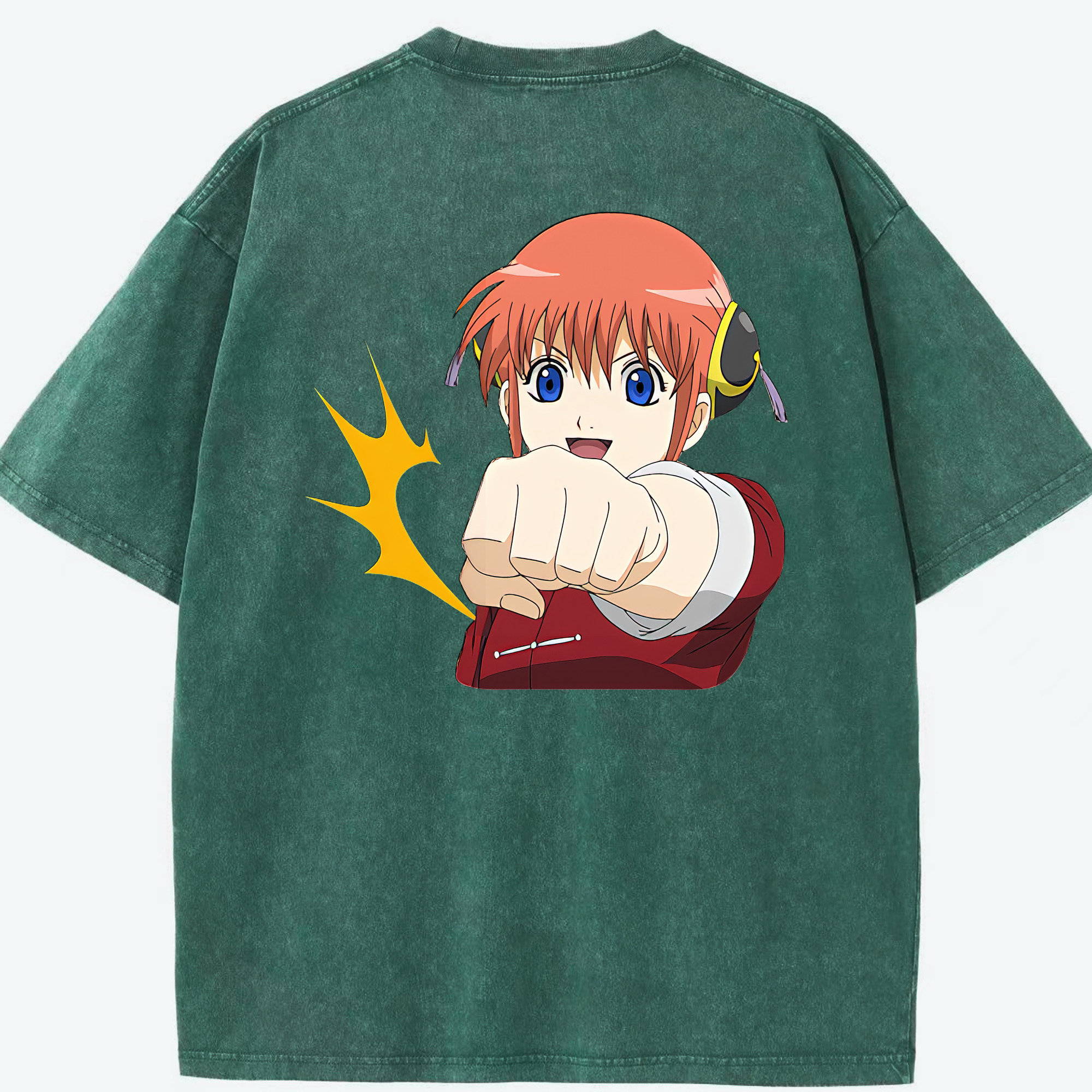 （画像用） ぎんたま 坂田銀時（さかたぎんとき） 神楽 志村新八（しむら しんぱち） GINTAMA Sakata Gintoki Kagura Shimura Shinpachi 綿100% ヴィンテージ風 半袖Tシャツ（背面プリント）